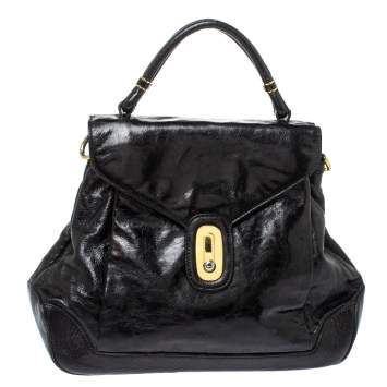 Pre Owned Dolce & Gabbana Black Leather Miss Lantana Top Handle Bag