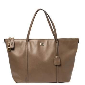 Pre Owned Dolce & Gabbana Brown Leather Miss Escape Tote