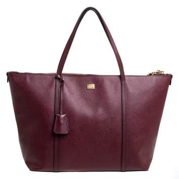 Pre Owned Dolce and Gabbana Burgundy Leather Miss Escape Tote