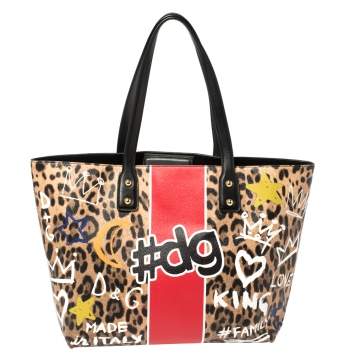 Pre Owned Dolce & Gabbana Multicolor Graffiti Print Coated Canvas and Leather Beatrice Shopper Tote 