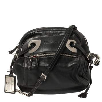 Pre Owned Dolce & Gabbana Black Leather Miss Hug Shoulder Bag