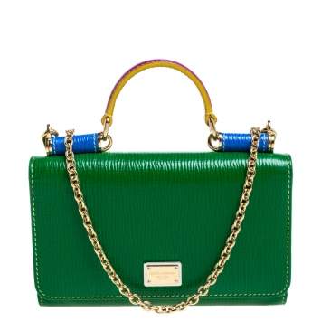 Pre Owned Dolce & Gabbana Multicolor Leather Miss Sicily Von Wallet on Chain