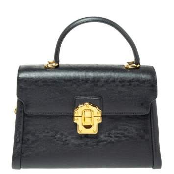 Pre Owned Dolce & Gabbana Black Leather Lucia Top Handle Bag