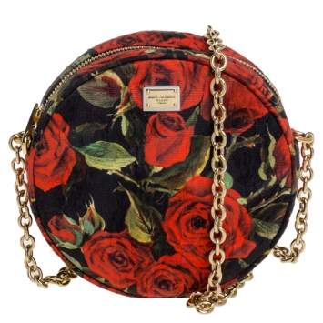 Pre Owned Dolce & Gabbana Floral Print Fabric Miss Glam Round Shoulder Bag