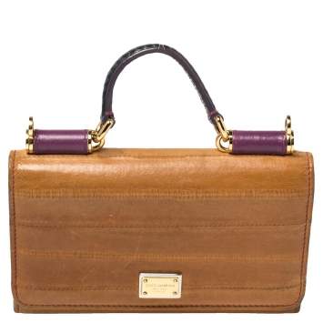 Pre Owned Dolce & Gabbana Multicolor Eel Leather and Snakeskin Miss Sicily Von Wallet on Chain