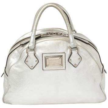 Pre Owned Dolce & Gabbana Silver Leather Miss Biz Satchel