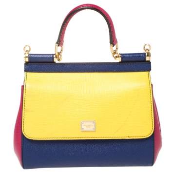 Pre Owned Dolce and Gabbana Multicolor Leather Small Miss Sicily Top Handle Bag
