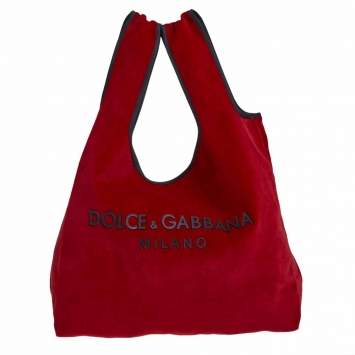 Pre Owned Dolce & Gabbana Red Velvet Market Tote