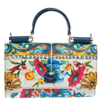 Pre Owned Dolce & Gabbana Multicolor Floral Print Leather Miss Sicily Von Wallet on Chain