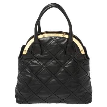 Pre Owned Dolce & Gabbana Black Leather Miss Camp Satchel