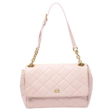 Pre Owned Dolce & Gabbana Pink Quilted Leather Miss Kate Shoulder Bag
