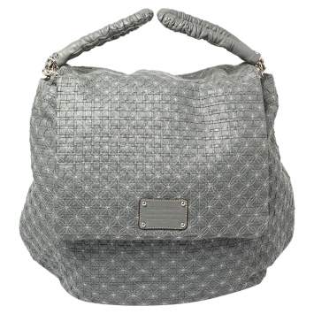 Pre Owned Dolce & Gabbana Grey Woven Leather Miss Lexington Bag