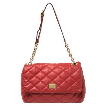 Pre Owned Dolce & Gabbana Red Quilted Leather Miss Kate Shoulder Bag