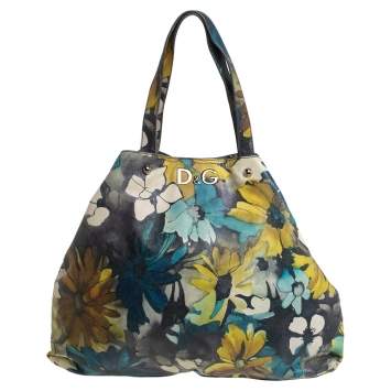 Pre Owned Dolce & Gabbana Multicolor Floral Print Leather Tote