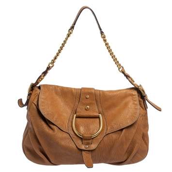 Pre Owned Dolce & Gabbana Brown Leather D-Ring Hobo