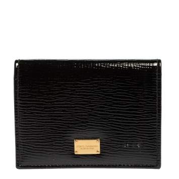 Pre Owned Dolce & Gabbana Black Patent Leather Dauphine Flap Card Holder