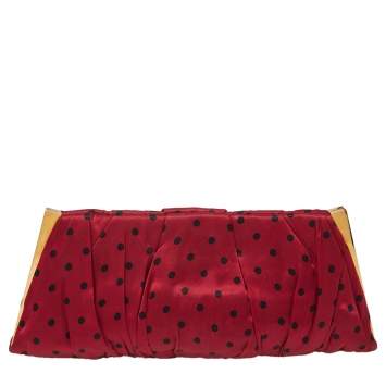 مملوكة مسبقًا Dolce & Gabbana Red/Black Polka Dot Fabric Frame Clutch