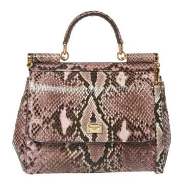 Pre Owned Dolce & Gabbana Multicolor Python Medium Miss Sicily Top Handle Bag