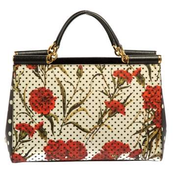 Pre Owned Dolce & Gabbana Multicolor Floral Printed Leather Miss Sicily Tote