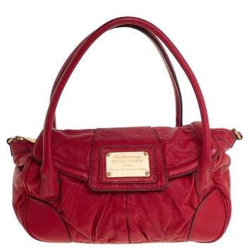 Pre Owned Dolce & Gabbana Red Leather XX Anniversary Edition Bag