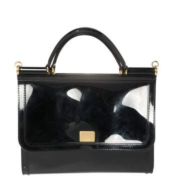 Pre Owned Dolce & Gabbana Black Rubber Small L'amore È Bellezza Miss Sicily Top Handle Bag