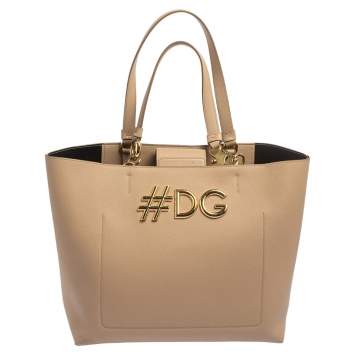Pre Owned Dolce & Gabbana Beige Leather Beatrice Tote