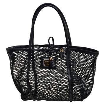 Pre Owned Dolce & Gabbana Black PVC Mesh and Leather Open Tote