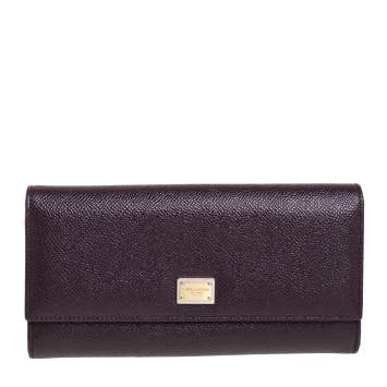 Pre Owned Dolce & Gabbana Burgundy Leather Dauphine Continental Wallet