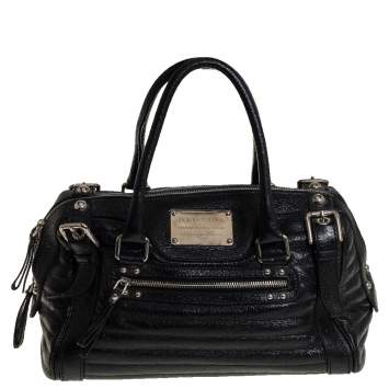Pre Owned Dolce & Gabbana Black Metallic Leather Miss Easy Way Boston Bag