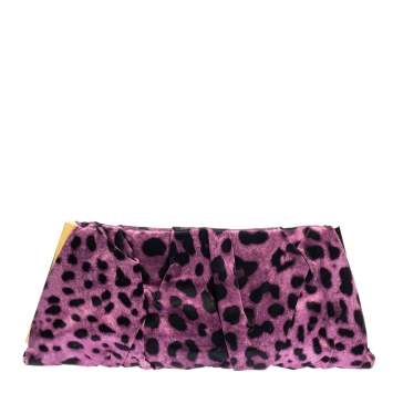 Pre Owned Dolce & Gabbana Purple Leopard Print Satin Miss Lady Clutch
