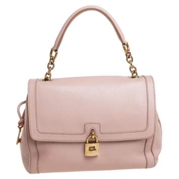 Pre Owned Dolce & Gabbana Pink Leather Large Miss Bonita Top Handle Bag