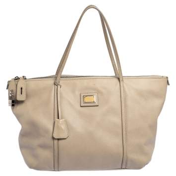 Pre Owned Dolce & Gabbana Grey Leather Escape Tote