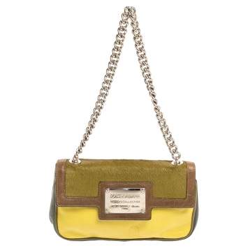 Pre Owned Dolce & Gabbana Multicolor Leather and Calfhair Miss Sexy Baguette Bag