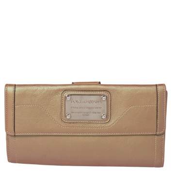 Pre Owned Dolce & Gabbana Brown Leather Continental Wallet