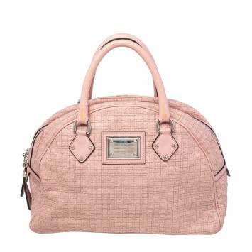 Pre Owned Dolce & Gabbana Rose Pink Woven Leather Miss Biz Satchel