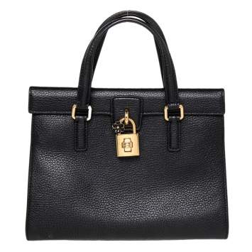 Pre Owned Dolce & Gabbana Black Leather Dolce Lady Shoulder Bag