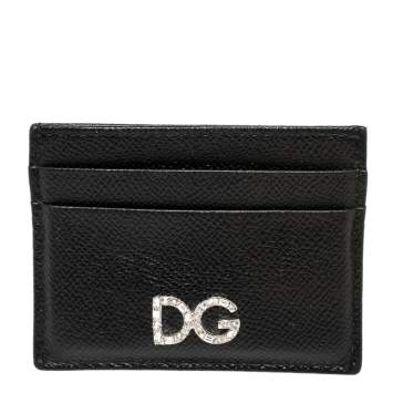 Pre Owned Dolce & Gabbana Black Leather Card Holder