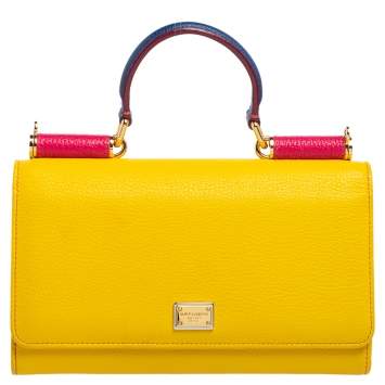 Pre Owned Dolce & Gabbana Multicolor Leather Miss Sicily Von Wallet on Chain