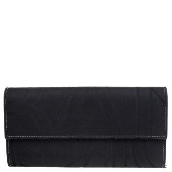 Pre Owned Dolce & Gabbana Black Jacquard Flap Continental Wallet