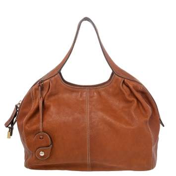 Pre Owned Dolce & Gabbana Brown Leather Zip Tote