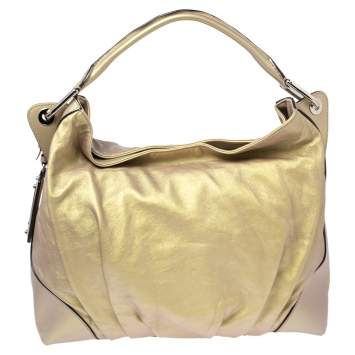 Pre Owned Dolce & Gabbana Metallic Yellow Leather Miss Brooke Hobo