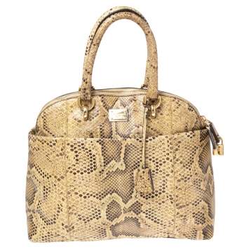 Pre Owned Dolce & Gabbana Beige Python Megan Dome Satchel