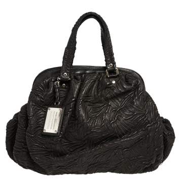 Pre Owned Dolce & Gabbana Black Leather Miss Curly Satchel 
