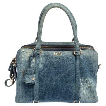 Pre Owned D&G Blue Denim Lily Twist Satchel 