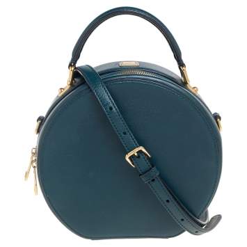 Pre Owned Dolce & Gabbana Green Leather Round Shoulder Bag