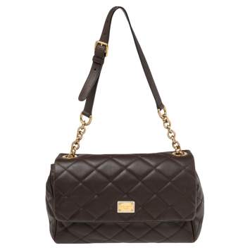 Pre Owned Dolce & Gabbana Brown Quilted Leather Miss Kate Shoulder Bag