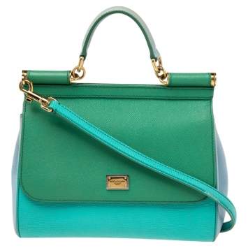 Pre Owned Dolce & Gabbana Tricolor Leather Medium Miss Sicily Top Handle Bag