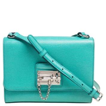 Pre Owned Dolce & Gabbana Green Leather Monica Shoulder Bag