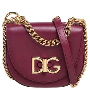Pre Owned Dolce & Gabbana Burgundy Leather Wifi Shoulder Bag