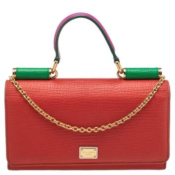 Pre Owned Dolce & Gabbana Multicolor Leather Miss Sicily Von Wallet on Chain